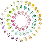 63PCS Flower Colorful Straw Cover Cap for Stanley Cup 40oz Cute Tumbler Straw Toppers Bulk Reusable PVC Cute 3D Straws Accessories,fit 0.35-0.4in/10mm Straws Protector Dust-Proof for Party gifts