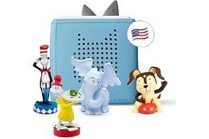 TONIES Toniebox Audio Starter Set with Cat in The Hat, Sam-l-Am, Horton Hears a Who!, and Playtime Puppy - Listen, Learn, and Play with One Huggable Little Box - Light Blue
