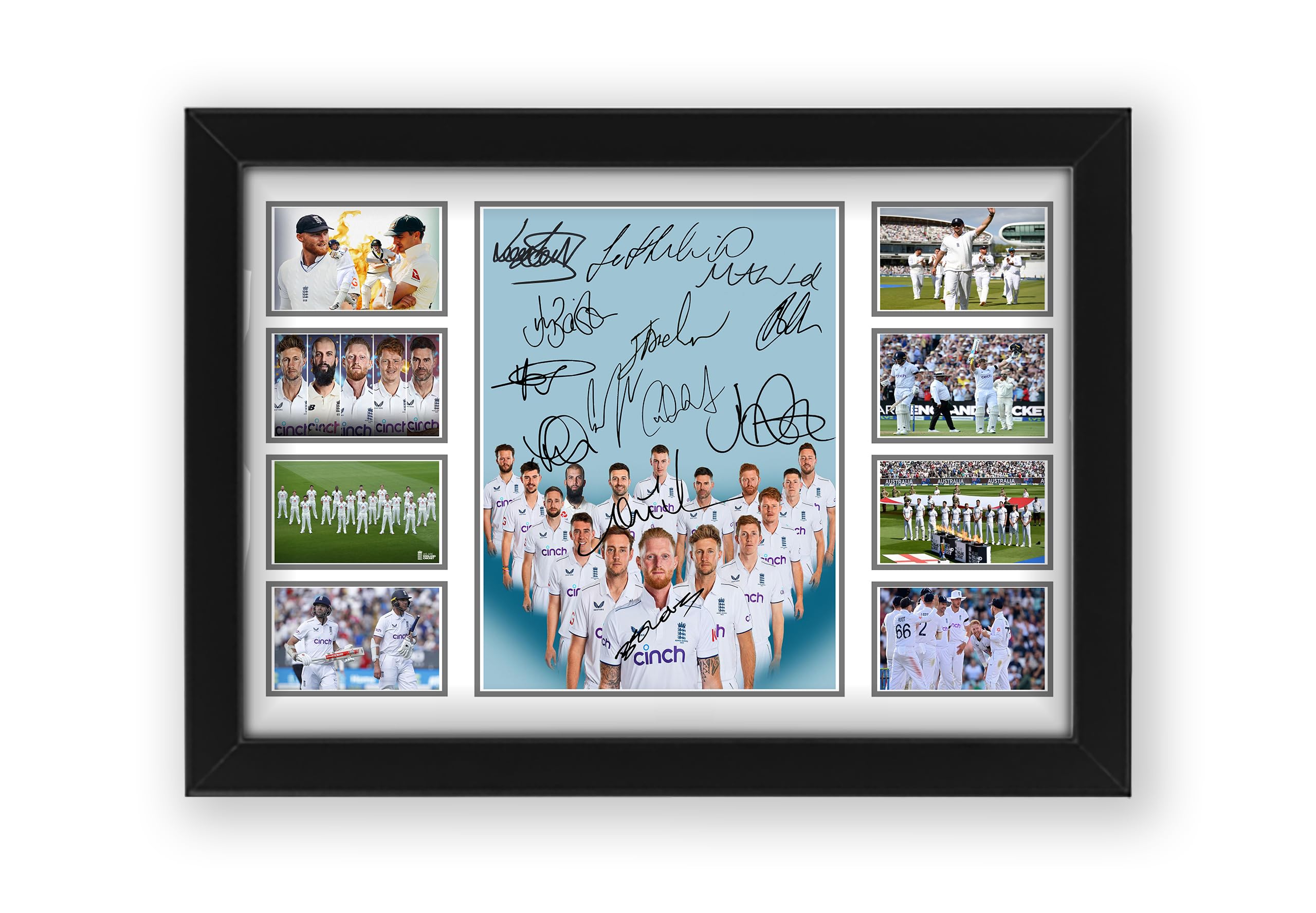 England Cricket Signed Poster Print - Limited Edition Autograph Fan Gift – Collectible Memorabilia Merchandise (Framed A3 (30x40cm))
