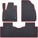 San Auto Car Floor Mats Fit for 2017-2025 Cadillac XT5, 2017-2023 GMC Acadia, 2019-2025 Chevrolet Blazer Front & 2nd Seat Floor Liners Rubber Black Red All Weather Heavy Duty Odorless