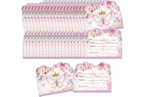 Butterfly Invitations Cards 20PCS Pink Butterfly Party Invitations for Girls Birthday