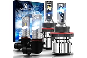 N NORDLICHTER H13 9008 Bulbs + H10 9145 9140 Fog Light Combos, Fit for 2004-2022 F150 F250 F350 F450 F550, 600% Brighter 6500K Cool White Plug-N-Play, Pack of 4