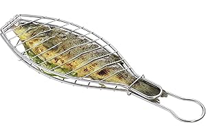 Kuchenprofi K1066082800 11.75" x 4.75" Stainless Steel BBQ Fish Basket, Large, Silver