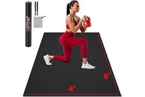 GymCope Extra Large Exercise Mat, 10'x6'/9'x6'/8'x6'/7'x5'/6'x4'(8mm) Thick Workout Mat for Home Gym & Garage Flooring, Shoe-Friendly, High-Density, MMA, HIIT, Weight Lifting, Cardio&Strength
