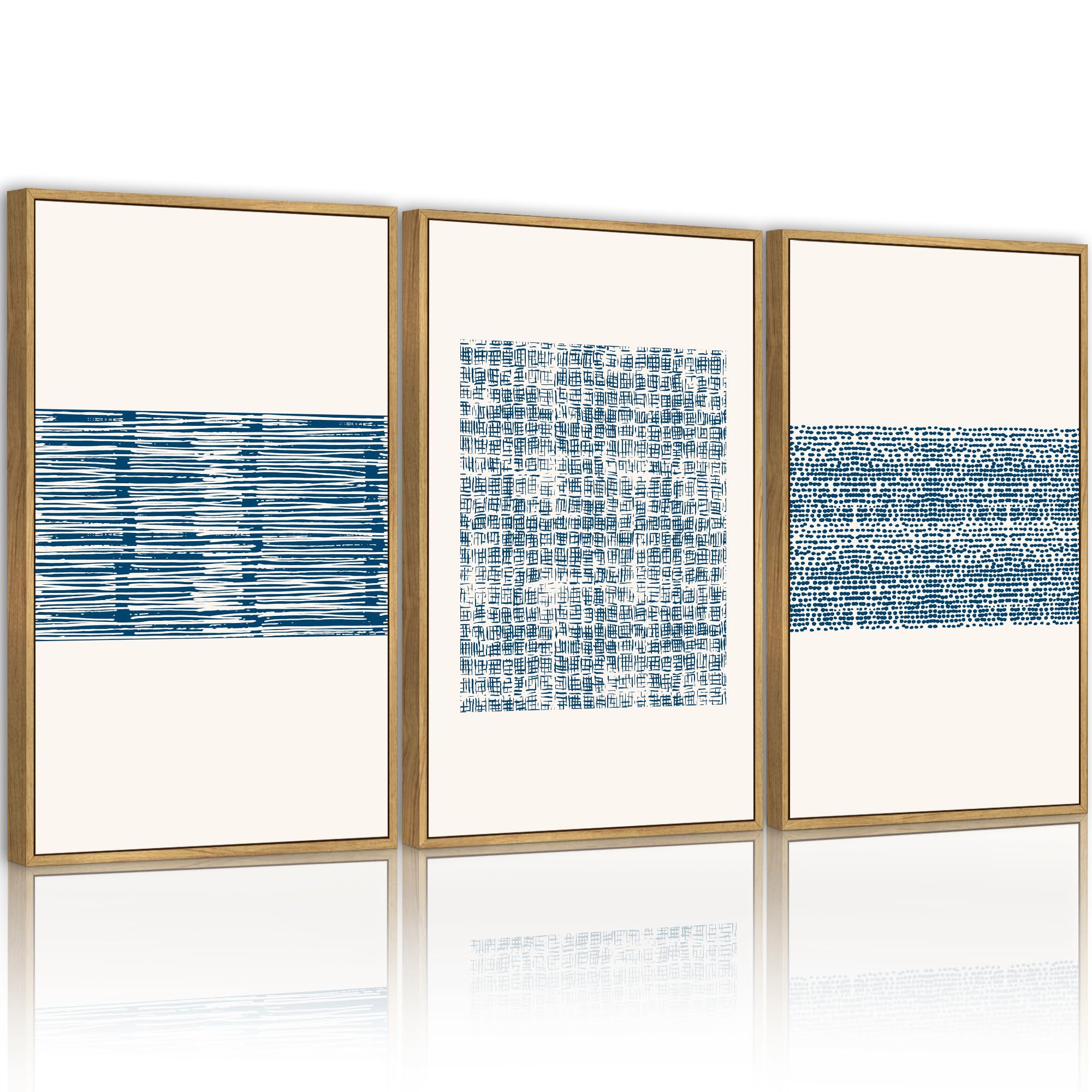 Photo 1 of PHOPAGO Blue Abstract Framed Wall Art Modern Boho Neutral Line Wall Decor Mid Century Minimalist Geometric Artwork Kitchen 11x14in Natural Framed