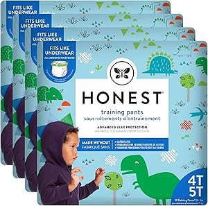 The Honest Company Toddler Training Pants | Dinosaurs | 4T/5T | 76 Count | Eco-Friendly | Underwear-Like Fit | Stretchy Waistband & Tearaway Sides | Perfect for Potty Training