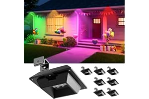 GVSHINE Solar Powered Gutter Lights Outdoor Waterproof 12 LED Clip On Gutters Light for Rainspout, Fence, Rail, Wall, Deck, Garden, Yard, Walkway, House Patio, Pool (RGB, 8Pack)