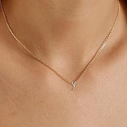 Initial Necklaces Letter Y, 14K Gold Plated Letter