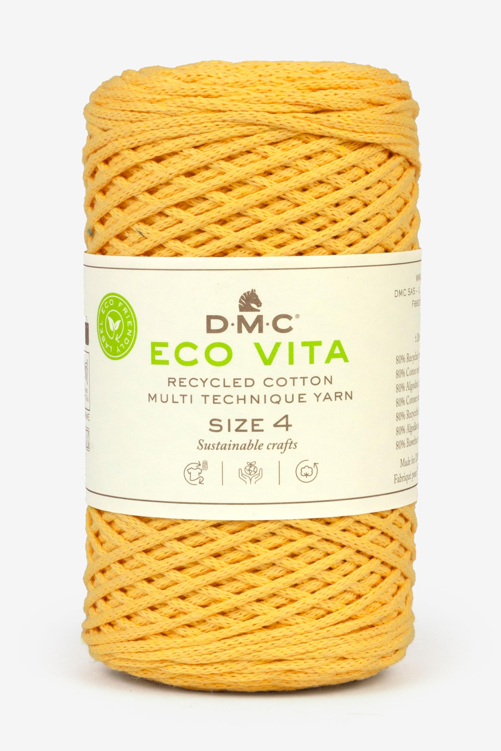 DMC Eco Vita 4, Yellow Crochet Knitting Macrame Yarn, 250g — image 1