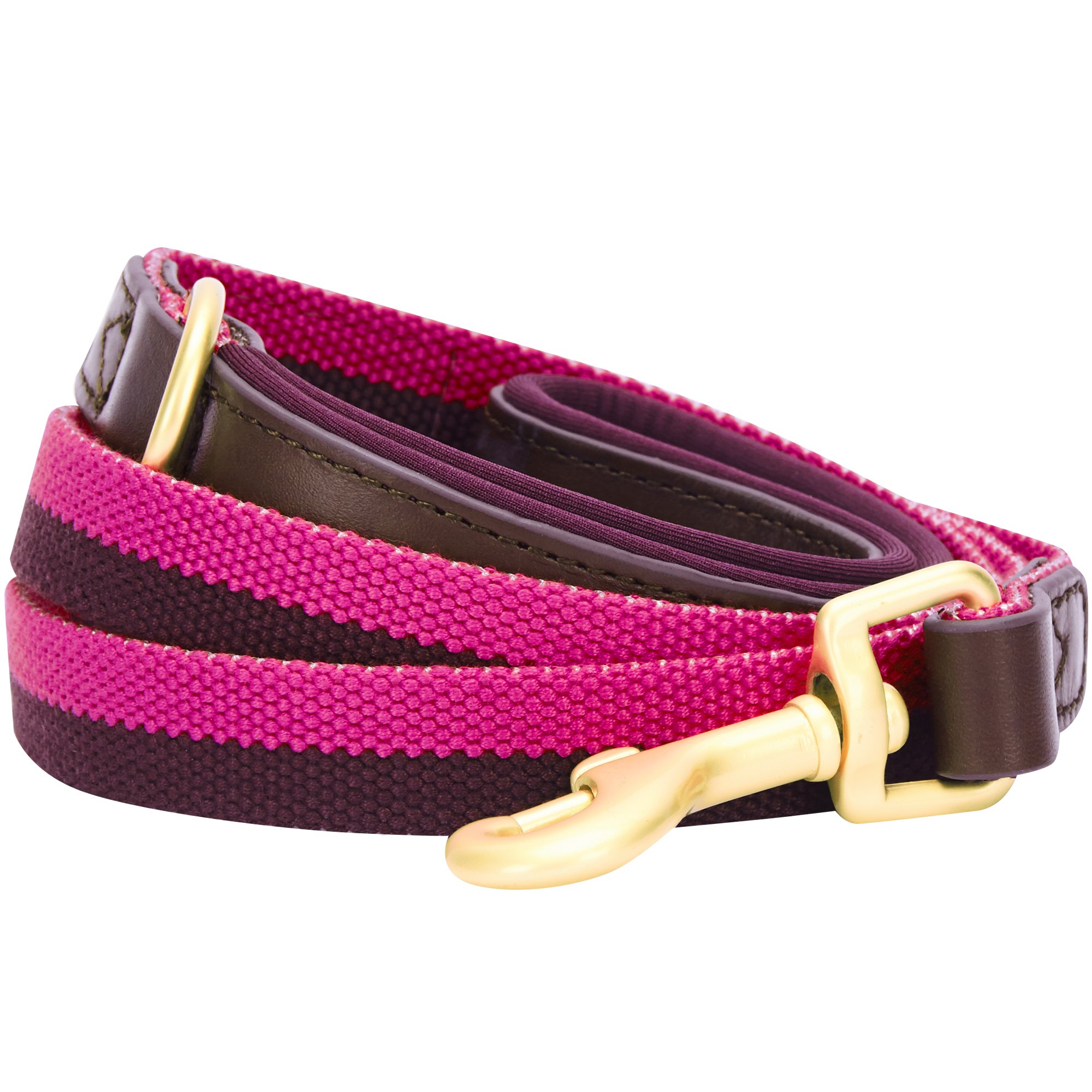 Blueberry Pet Lead with Soft & Comfortable Handle, 120 cm x 2cm Polyester Fabric Webbing and Soft Genuine Leather Dog Lead in Hot Pink & Purple, Leads for Dogs