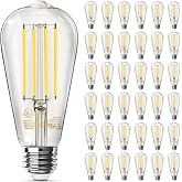 TJOY 36 Pack Edison LED Light Bulbs, E26 Base, 8W 2700K, Dimmable | Vintage ST58 Filament Design, 60W Equivalent, 800 Lumens, CRI 80+, Antique Glass Style for Home, Bedroom &amp; Farmhouse