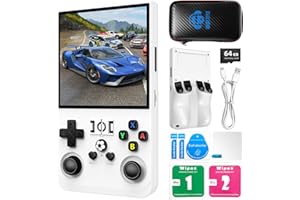 DVJQSN R36MAX Retro Handheld Game Console, R36MAX with 4.0'' IPS Screen Linux System Built-in 64G TF Card 30+Emulators Pre-Installed 22000+ Games Retro Game Console with 4000mAh Battery(White 64GB)