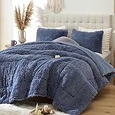 Smoofy Fluffy Full Size Comforter Set, Faux Fur Comforter Set, Luxury Fuzzy Bedding Set, Soft Shaggy Full Bed Set for All Season, 3 Pieces - 1 Comforter & 2 Pillowcases, Infinite Blue