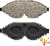 Trilancer 2026 Sleep Mask Eye Mask 3D Light Blocking Brown with Earplugs