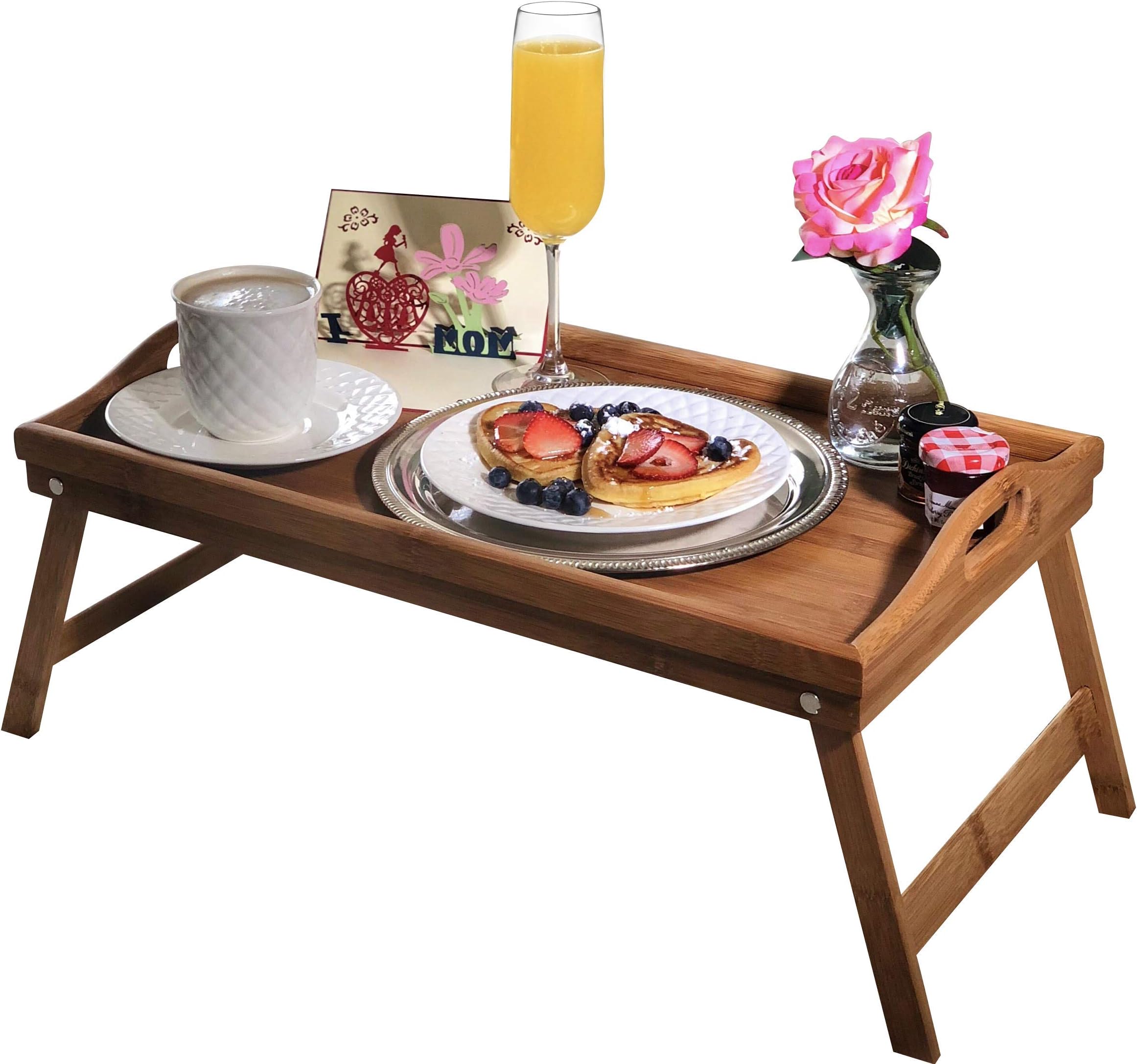 Breakfast in Bed Box for Mom | Includes Mother's Day Card and Bamboo Tray Table