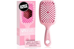FHI Heat UNbrush Detangling Brush for Pain-Free Brushing on All Wet or Dry Hair Types — Durable DuoFlex Anti-Static Bristles, Lightweight Handle, Vented Hair Brush