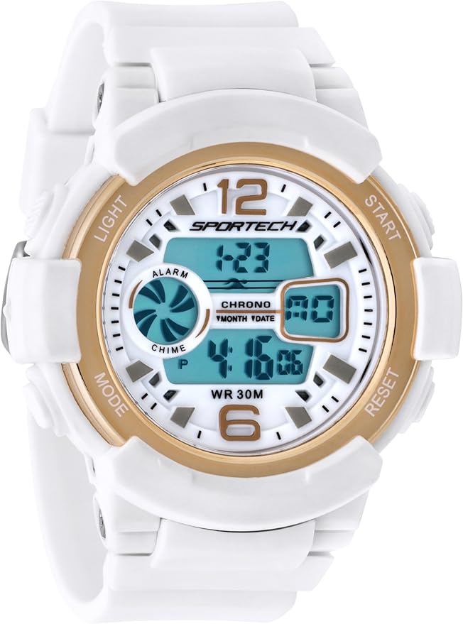 Sportech Men's/Women's Classic White Digital Water Resistant Sport