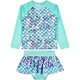 HODOSPORTS Girls Rash Guard Shirts Swimsuit UPF 50+ Quick Dry Two Piece Long Sleeve Bathing Suits