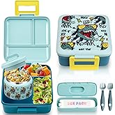 Bento Lunch Box for Kids with 8oz Soup Thermo Leak-Proof Lunch Food Containers with Snack Sauce Container for Kid Girls Boys to School (Screaming Dinosaur)