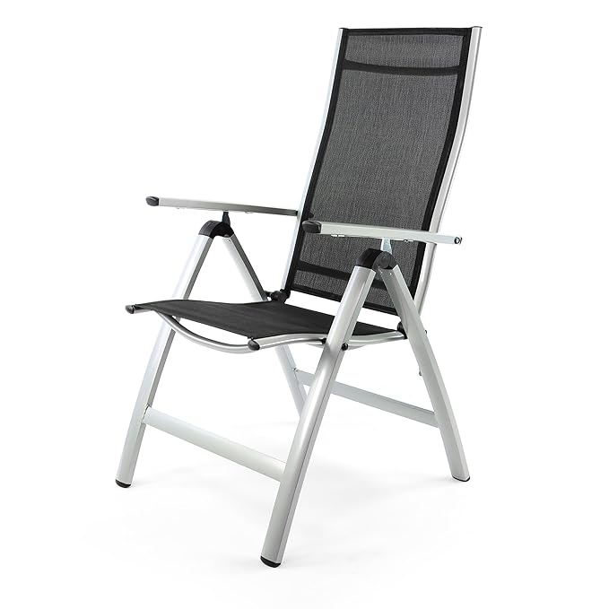 Nexos ZGC34483 Klappstühle Garten/Liegestuhl Aluminium klappbar, schwarz