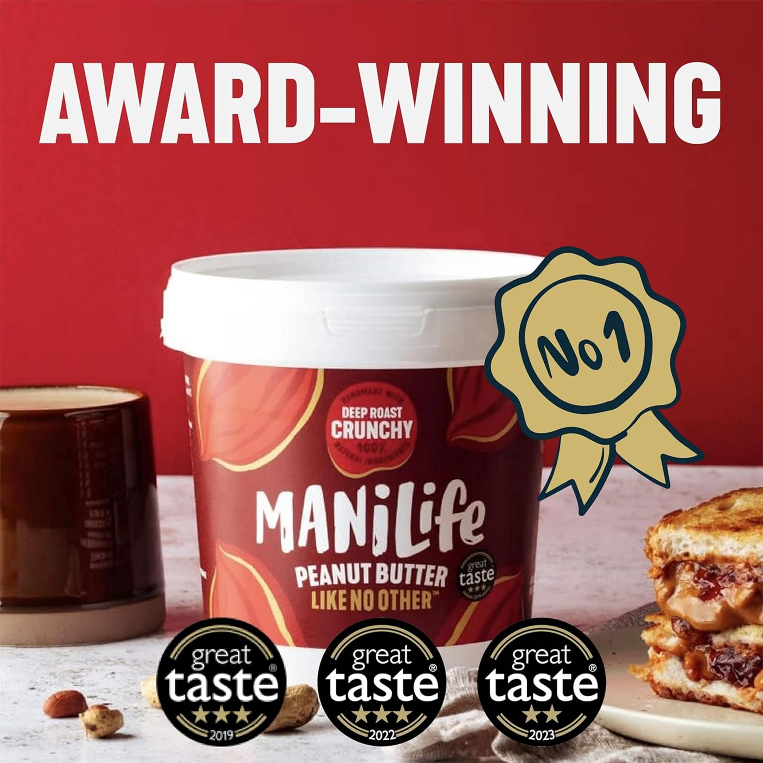 ManiLife Crunchy Erdnussbutter 900g, Deep Roast | Protein, Ohne Zuckerzusatz & Ohne Palmöl | Peanut Butter aus Single Origin Argentinischen Erdnüssen Hergestellt (Verpackung Kann Variieren) 5