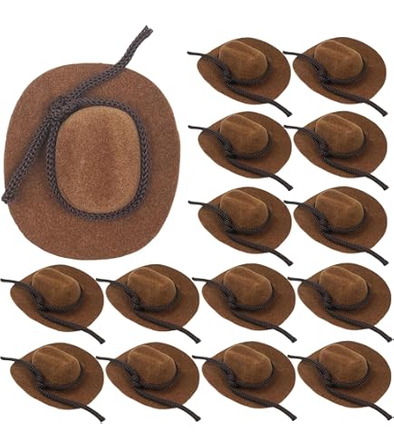 Amazon.com: 20 Pcs Brown Mini Cowboy Hats for Crafts Plastic  display picture 1