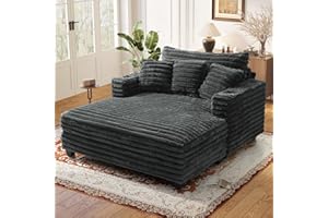 SENYUN 60" Chaise Lounge Chair Indoor, Upgraded Oversized Comfy Sofa Bed, Fluffy Plush Faux Fur Sleeper Couch Lazy Chair Bed, Reading Chairs Cloud Couches for Living Room,Dark Grey