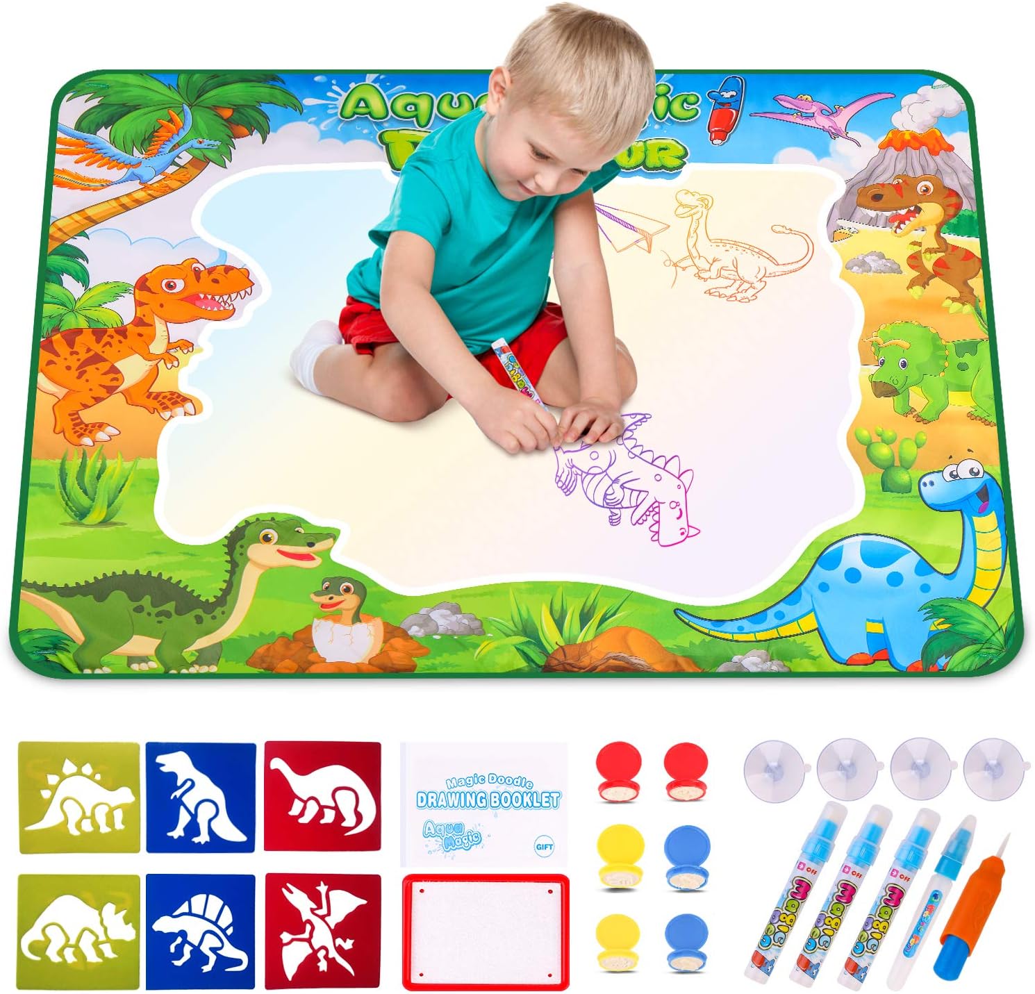 VSATEN Aqua Magic Doodle Mat - Kids Water Drawing Mat Painting Writing Doodle Board Coloring Mat Educational Toys Gifts for Toddlers Boys Girls Age 3 4 5 6 7 8 Year Old