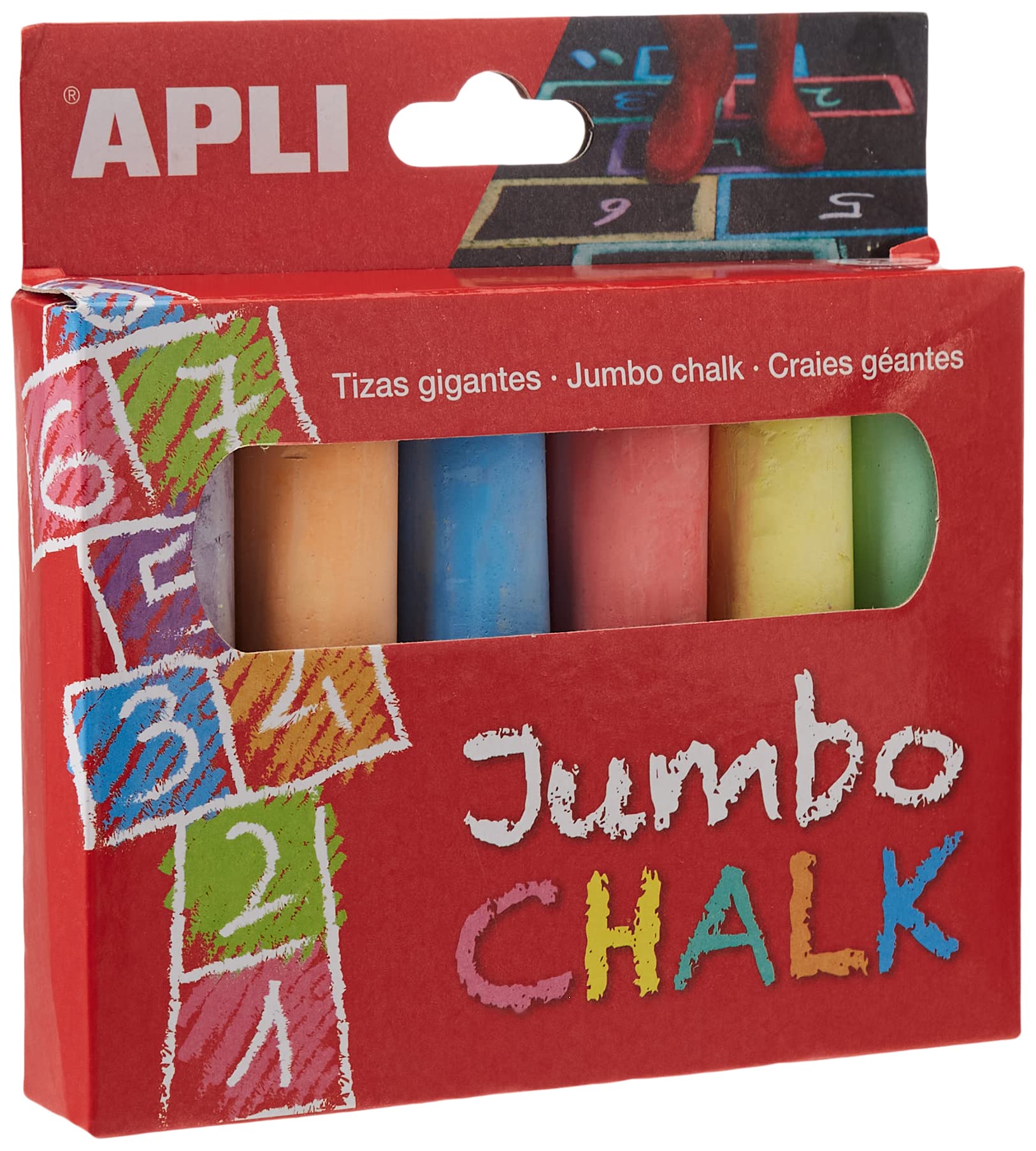APLI Kids Jumbo Colour Chalk Assorted (Pack of 6)