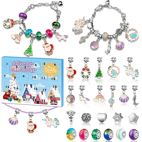 Girls Advent Calendar 2024, Charm Bracelets Making Kit for Kids Christmas Countdown Calendars 24 Days Xmas Jewelry Making Kit for Girls 6-7, Teens Teenagers Girl 8-12 & Women Arts and Crafts Gift Toys