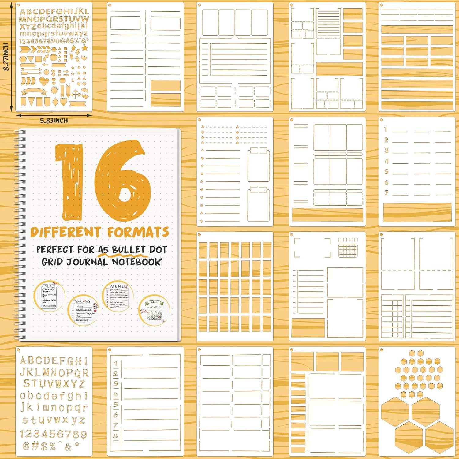 16 Pieces Journal Stencil Plastic Planner Ultimate Productivity Stencil Speedy Spread Journal Stencils for DIY Journals Notebook Schedule Templates A5 Dotted Planners Calendars Habit Record : Kitchen & Dining