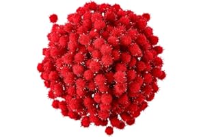 Hestya 500 Pieces 0.5 Inch Sparkly Christmas Pompoms Dazzling Fluffy Pom Poms Balls Small Glitter Felt Pompoms for Craft DIY Home Decorations Hobby Supplies(Red)