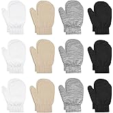 ONESING 12 Pairs Toddler Mittens Kids Knit Warm Mittens Children Solid Winter Gloves for Baby Girls Boys