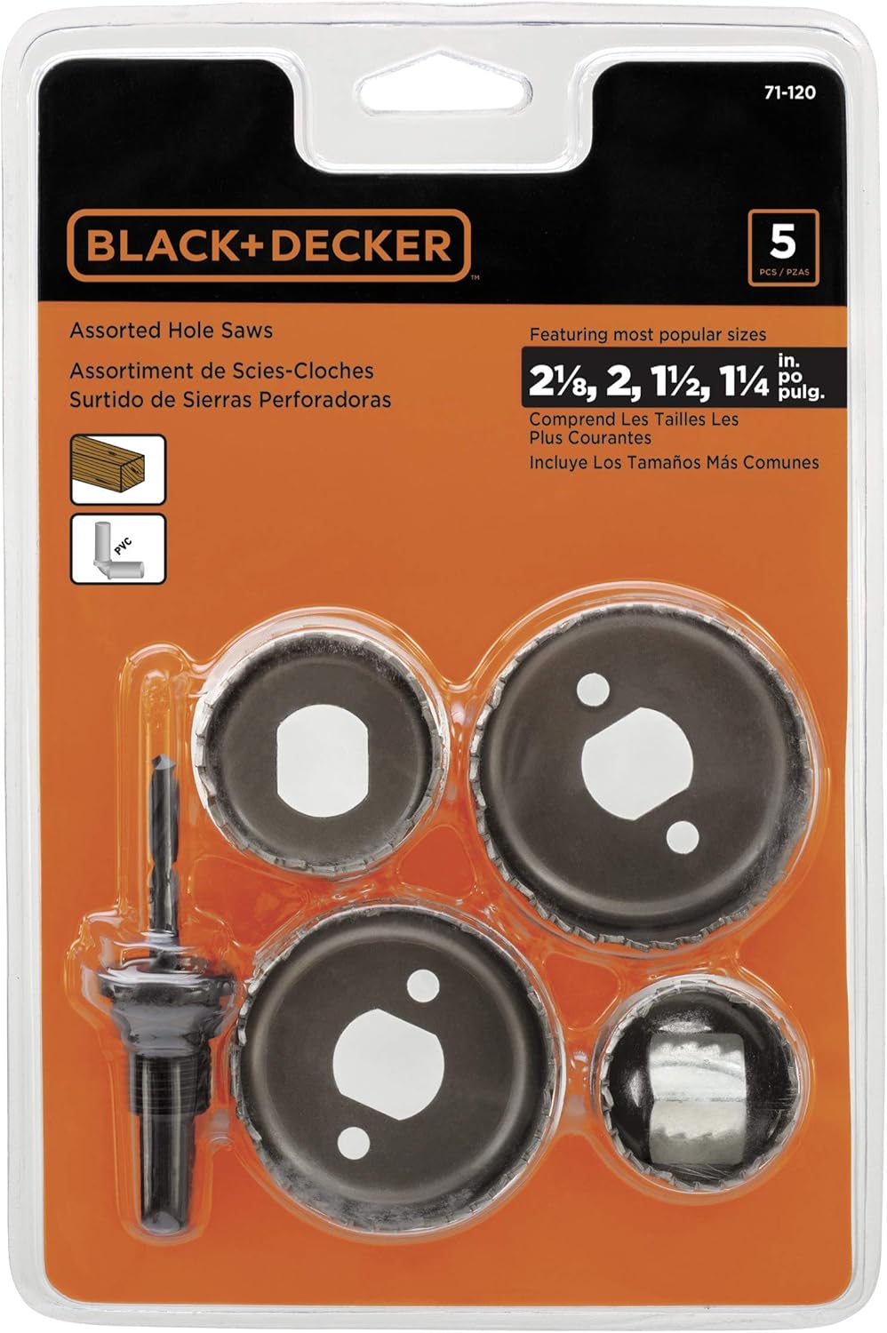 black decker hole saw kit assorted 5 piece 71 120