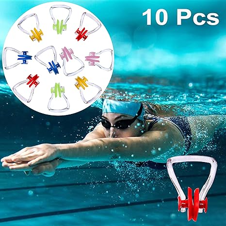 Bezzee-Pro Schwimmen Nase Clip (10 Stück) - Nasenklammer aus Silikon, Nasenschutz für Schwimmtraining, Erwachsene und Kinder 