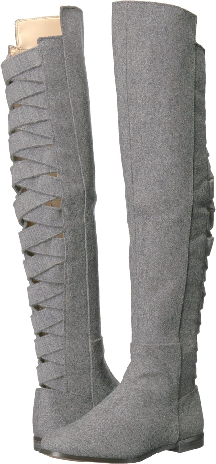 light grey knee high boots