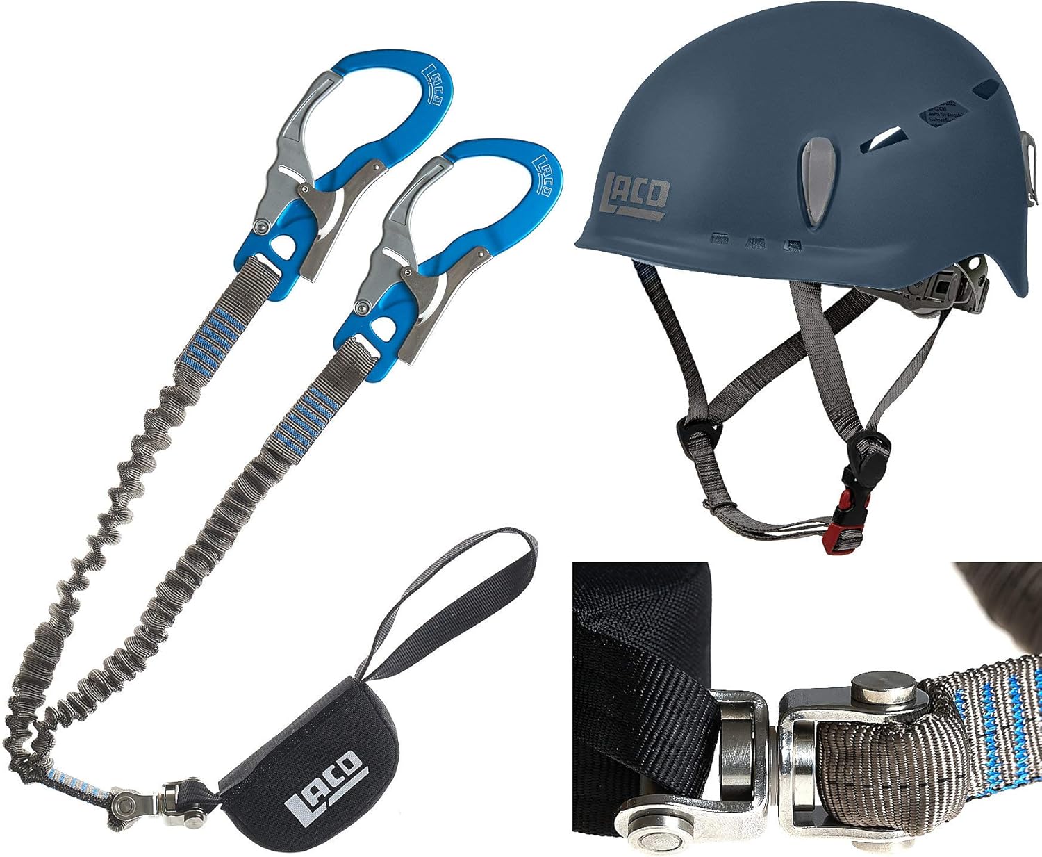 LACD Klettersteigset Pro + Gurt + Helm - Komplett-Set Für Klettersteige
