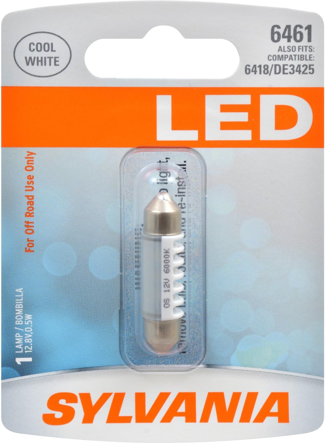 SYLVANIA - 6461 36mm Festoon LED White Mini Bulb - Bright LED Bulb, Ideal for Interior Lighting - Map, Dome, Cargo and License Plate (Contains 1 Bulb)