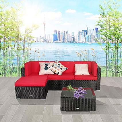 Amazon Com Patio Conversation Sectional Sofa Chair Table 5