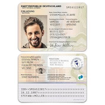 Geburtstag Einladungskarten 100 Stuck Personalausweis Perso Mit