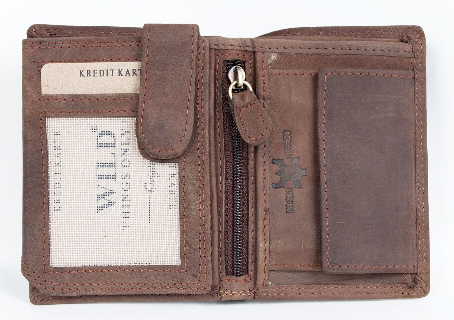 Small Trifold Vertical Designed Genuine Leather Pocket Size Wallet Wild, Dark Brown - Image 3