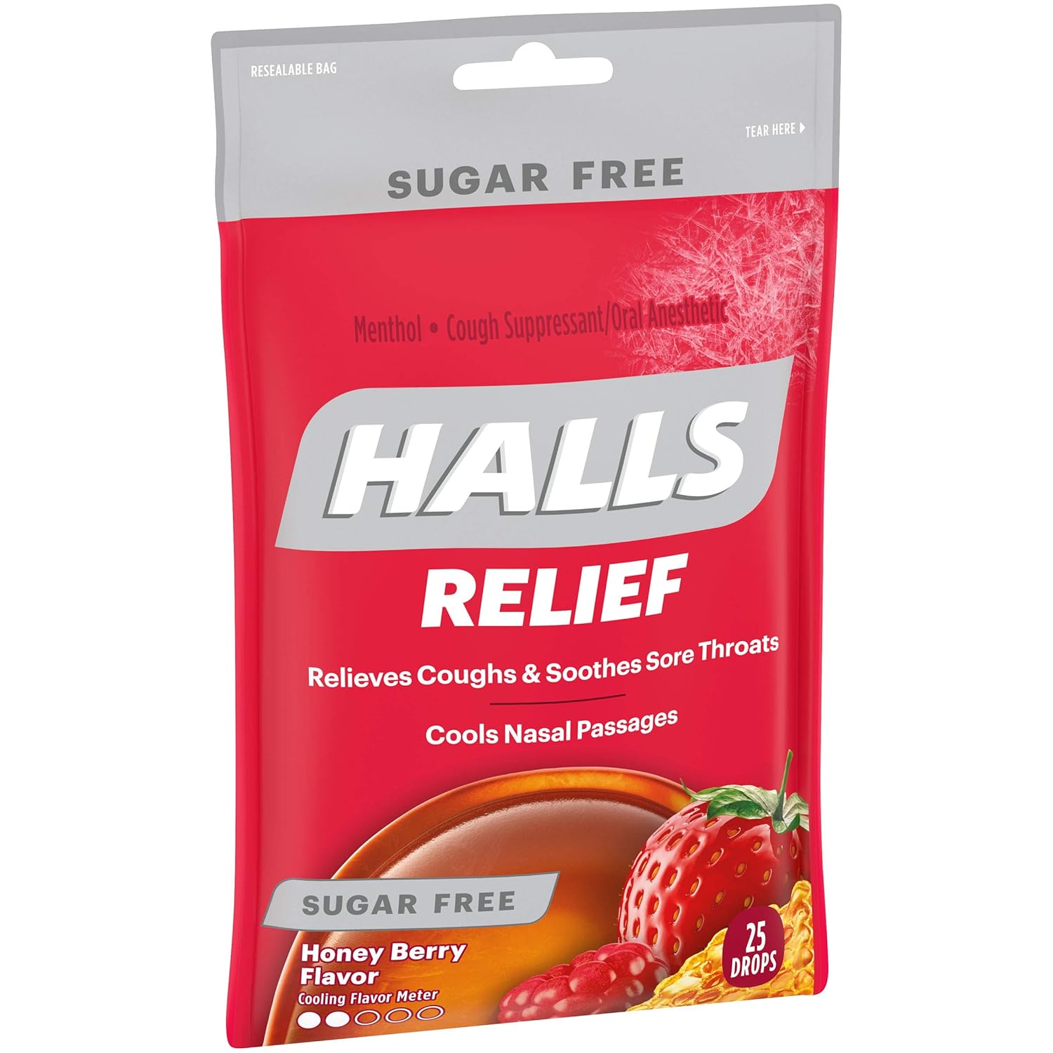HALLS Relief Sugar Free Honey Berry Flavor Cough Drops, 12 Bags (300 Total Drops) : Hard Candy : Grocery & Gourmet Food