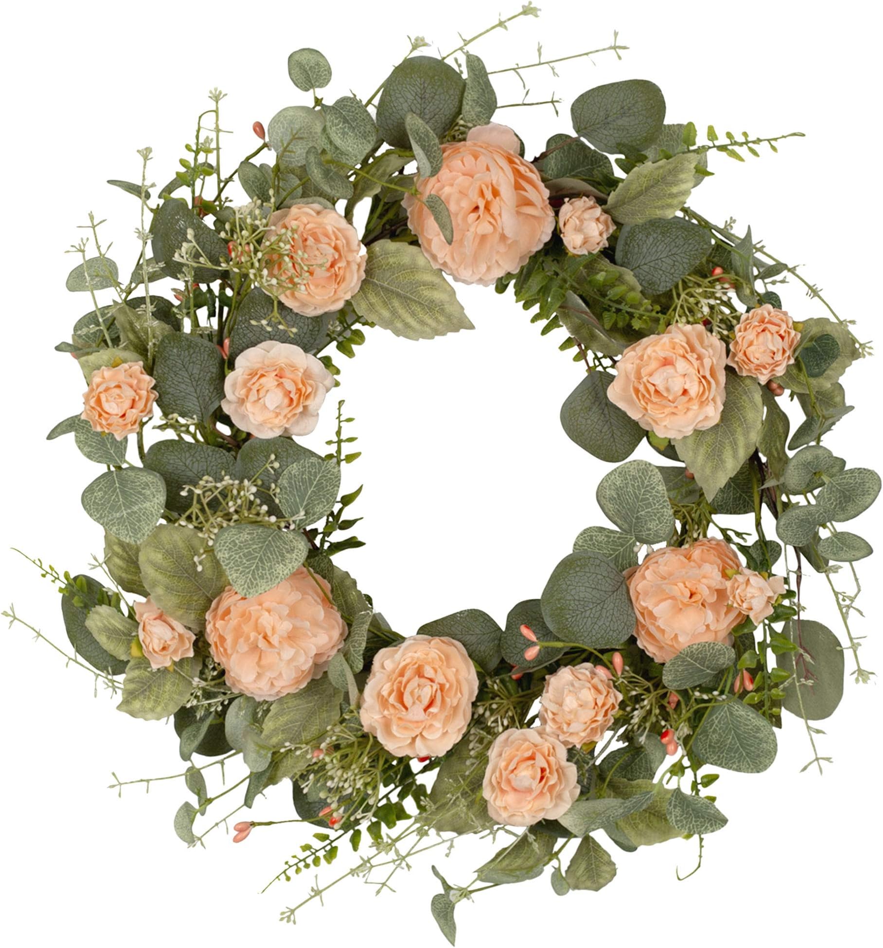 18 inch Spring Wreath Pink Peony Flower for Front Door Floral Door Wreath for Wedding Window Wall Home Decor