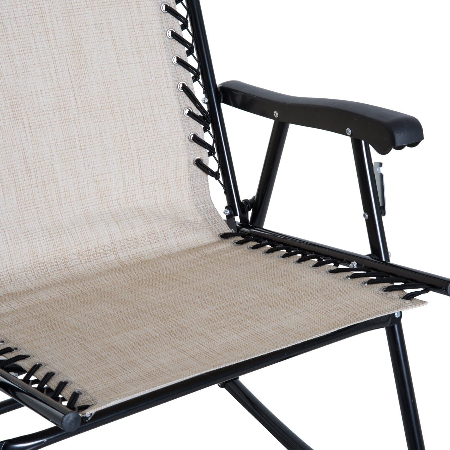 Outsunny Mesh Outdoor Patio Folding Rocking Chair Set - Cream White : Garden & Outdoor