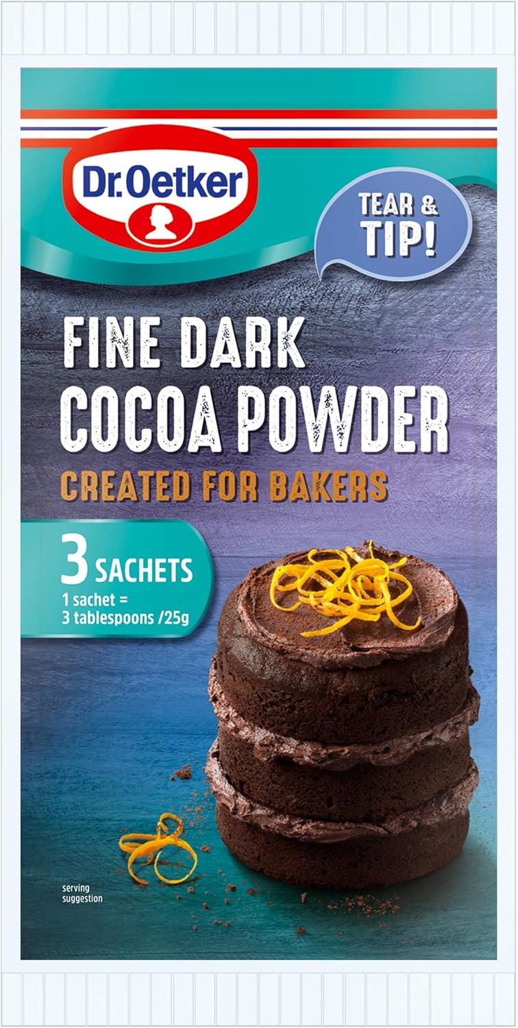 Dr. Oetker Fine Dark Cocoa Powder Sachets, 3 x 25g Amazon.co.uk Grocery