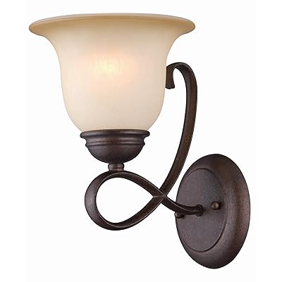 Hardware House Bennington 3-Light Wall Light - Antique Bronze Vanity Light With Amber Glass