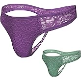 GAREDOB Sexy Mens Thong Comfortable Soft Sexy Lace Thongs Underwear 2 Pack Size S-4XL