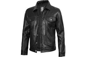 Decrum Leather Jacket For Men - Real Lambskin Vintage Trucker Mens Leather Jackets
