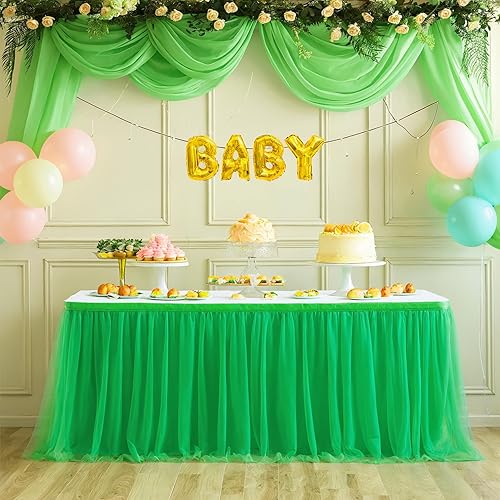 14ft Green Table Skirt Tulle Tutu Table Clothes for Birthday Boy