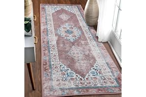 B BENRON Runner Rug for Bedroom Area Rug 2x6 Small Floral Rug for Kitchen Laundry Room Entryway Rust Red Bedroom Rug with Memory Foam Layer Flower Rug Carpets